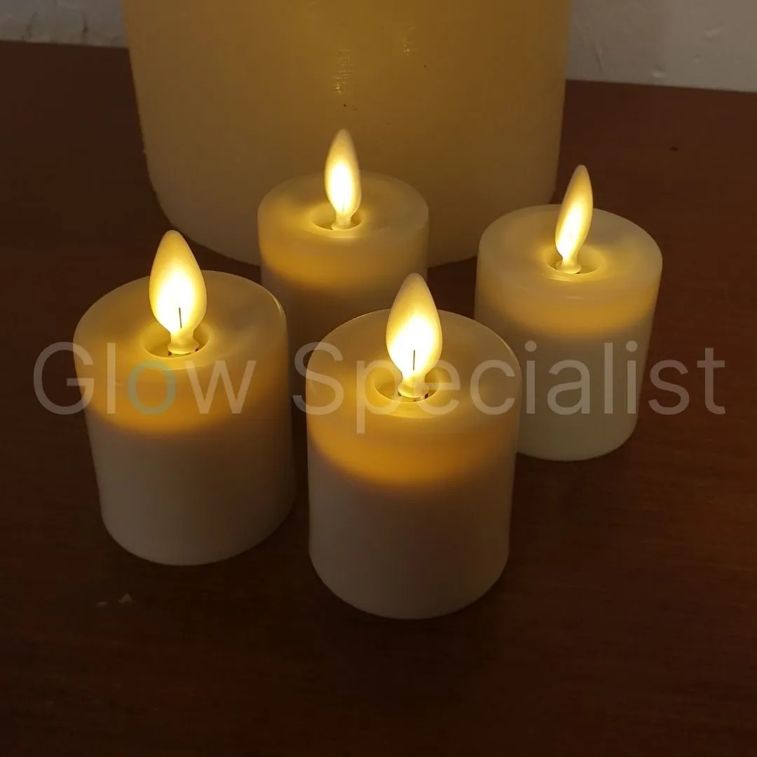 4 OPLAADBARE LED KAARSJES MET BEWEGENDE VLAM, INCL. OPLADER - Afbeelding 3