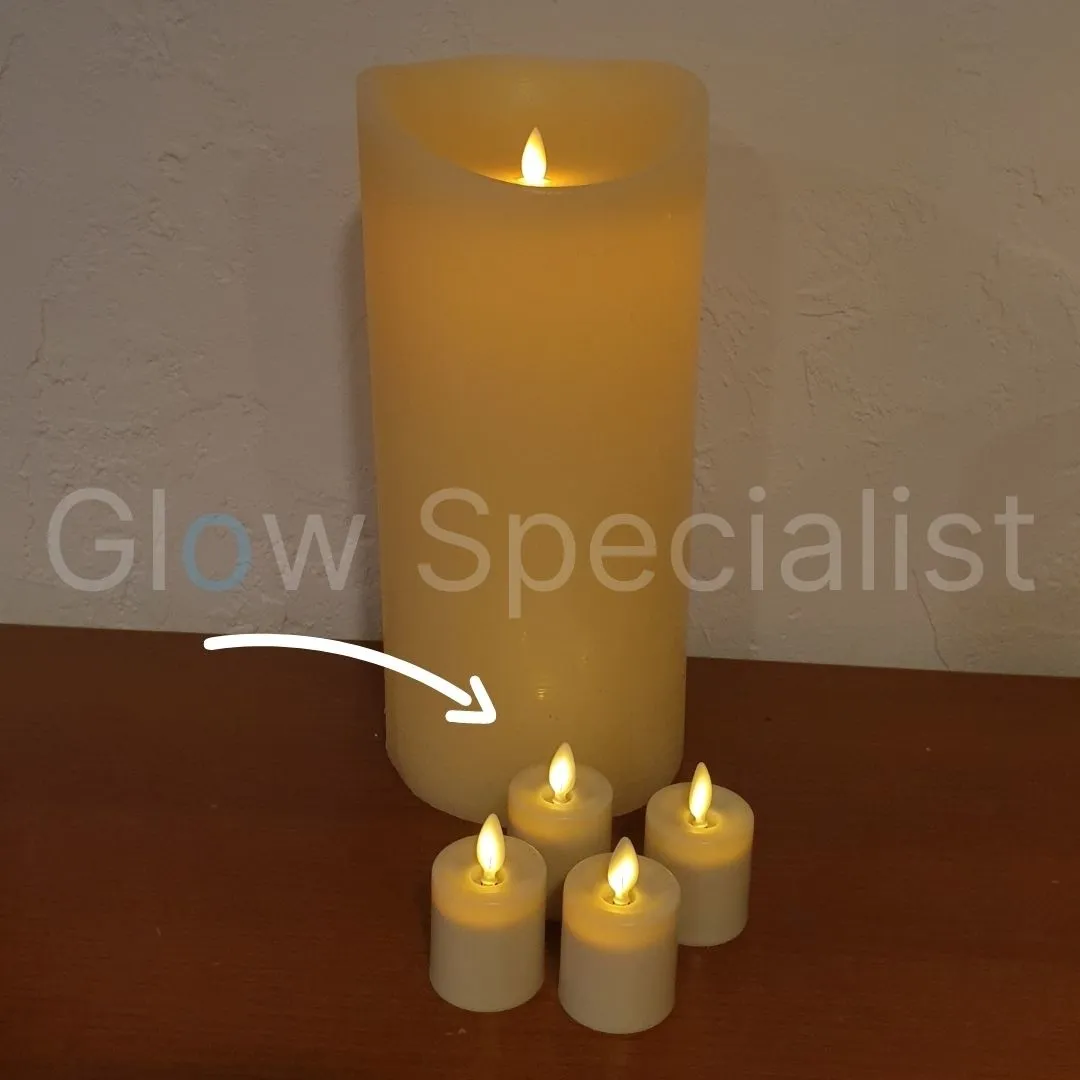4 OPLAADBARE LED KAARSJES MET BEWEGENDE VLAM, INCL. OPLADER - Afbeelding 4