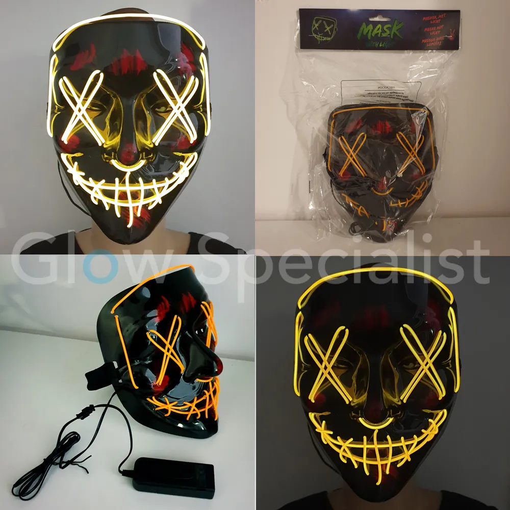 EL WIRE HALLOWEEN MASKER - ORANJE, ROZE OF ROOD - Afbeelding 2