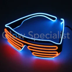 EL-WIRE SHUTTER BRIL - ZWART MONTUUR - ROOD-ORANJE/BLAUW LED