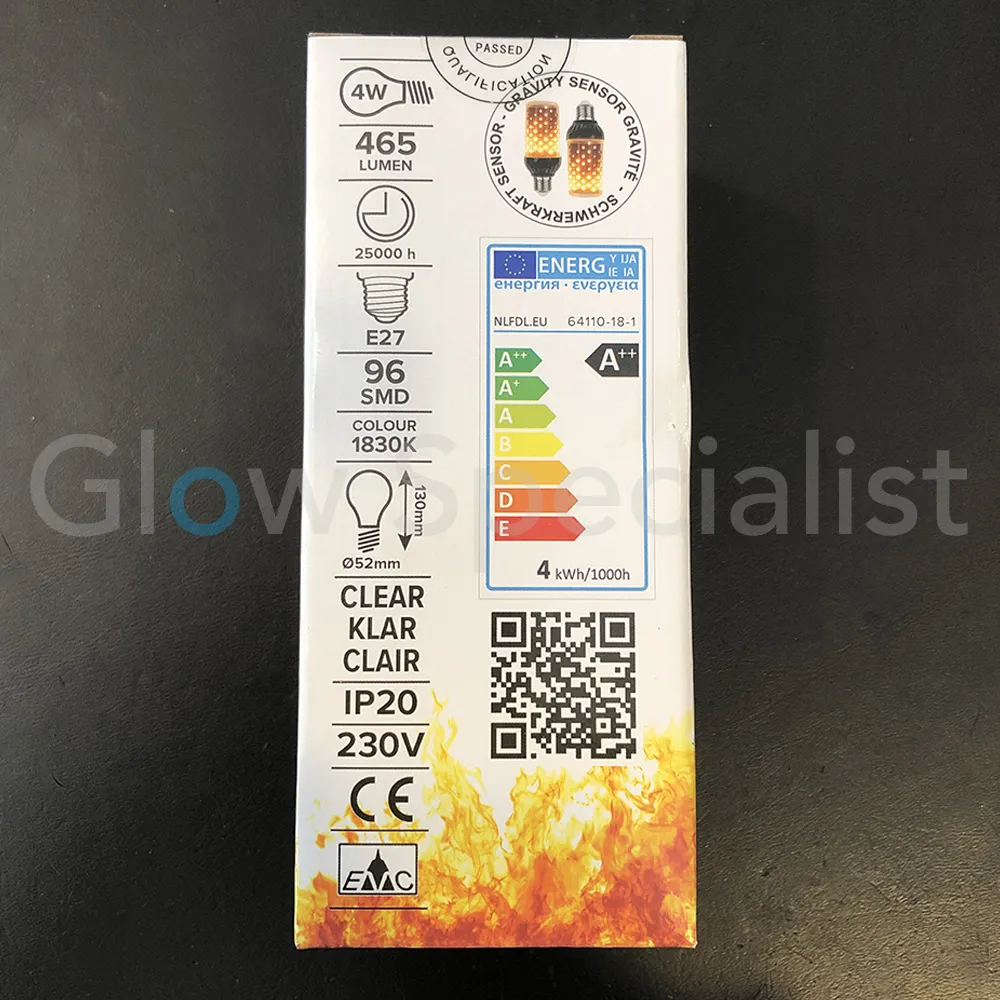 Firelamp FIRELAMP™ 3W - 465 LUMEN - E27L - 96 SMD - 1830K - ZWART HELDER - Afbeelding 4