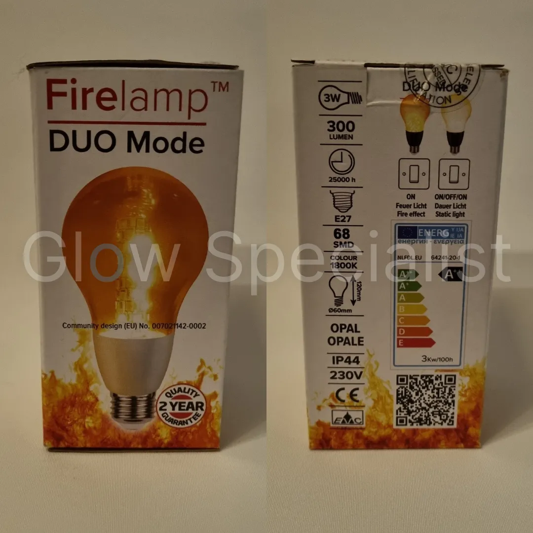 Firelamp FIRELAMP⢠3W - DUO MODE - 300 LUMEN - E27 - 64 SMD - 1800K - HELDER - WIT - Afbeelding 2