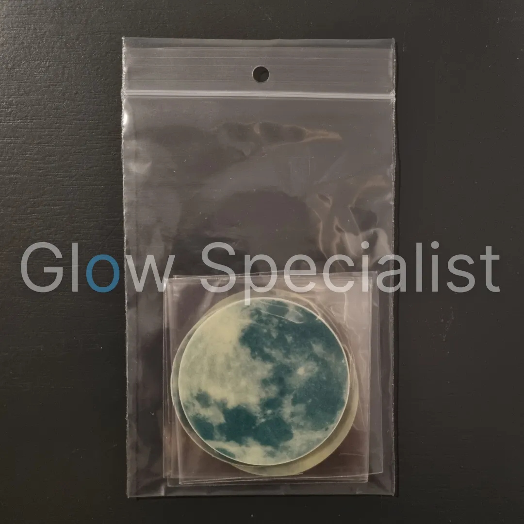 GLOW IN THE DARK MAAN STICKER - 5 CM - 5 STUKS - Afbeelding 2