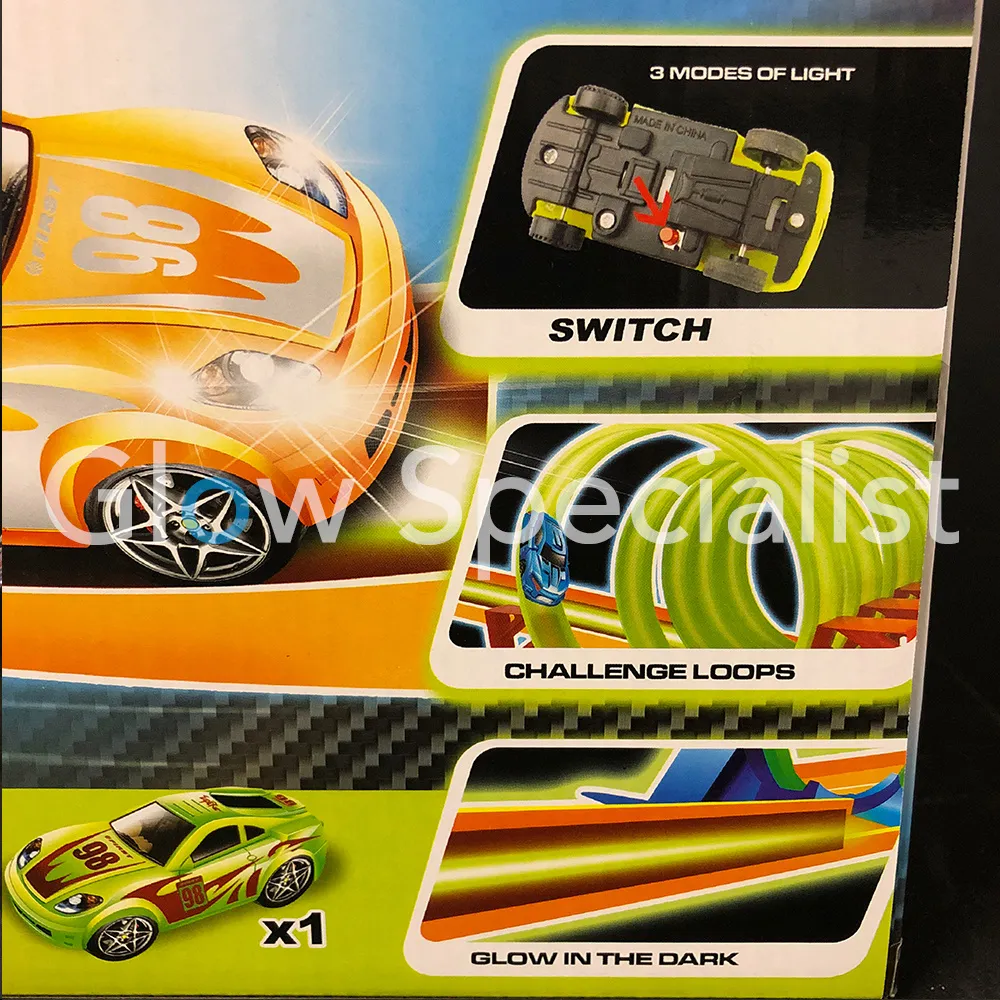 GLOW IN THE DARK RACEBAAN - MET LICHTGEVENDE AUTO - 21-DELIG - Afbeelding 7
