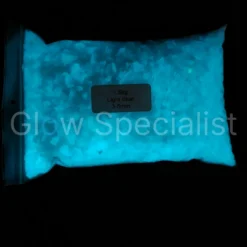 Glow Specialist GLOW IN THE DARK - GLAS STEENTJES - LICHT BLAUW- 3-5 MM