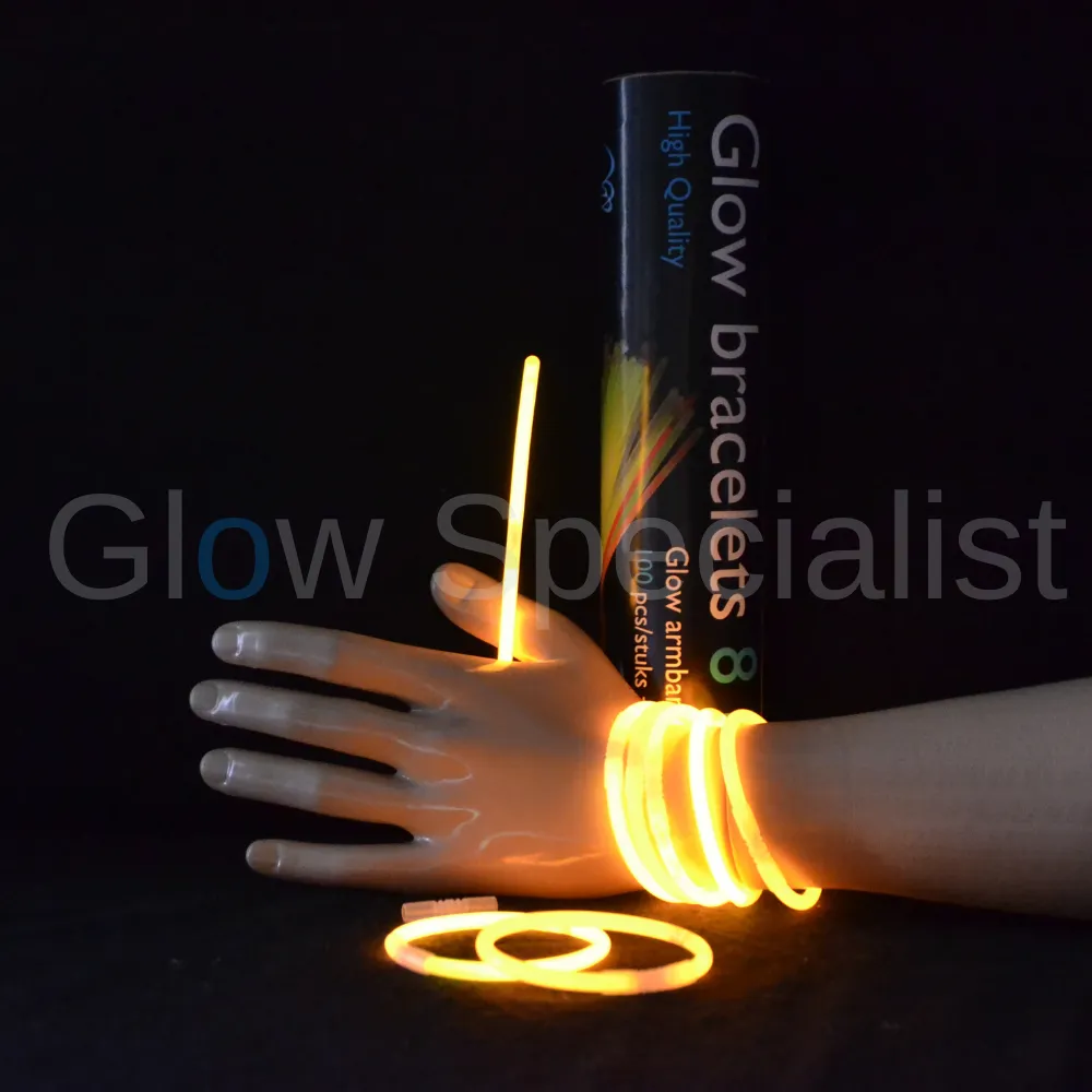 Glow Specialist ORANJE GLOWARMBANDJES - 1 KOKER - 100 STUKS - Afbeelding 3
