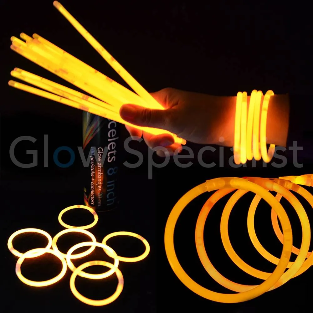 Glow Specialist ORANJE GLOWARMBANDJES - 1 KOKER - 100 STUKS