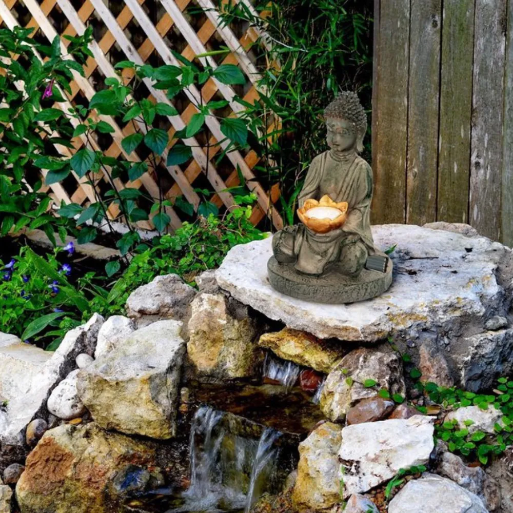 Grundig SOLAR BOEDHA BEELD MET LICHT - 25,5 CM - Afbeelding 4