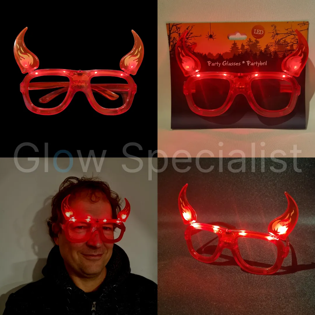 HALLOWEEN LED BRIL - POMPOEN, DUIVEL OF DOODSHOOFD - Afbeelding 6