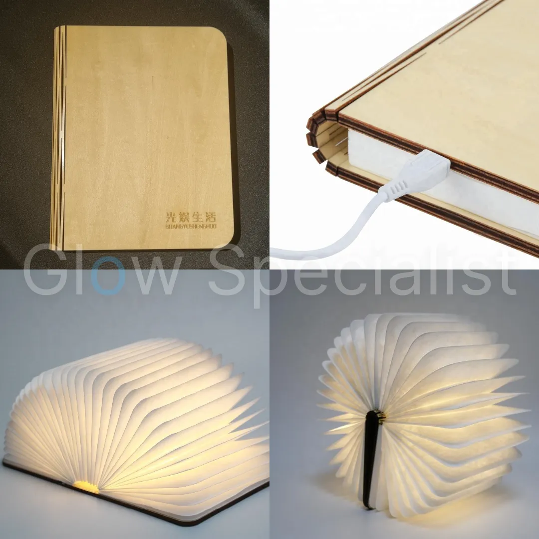 HOUTEN LED BOEK LAMP - OPLAADBAAR - LARGE - Afbeelding 2