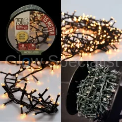 LED CLUSTERVERLICHTING - 750 LAMPJES - EXTRA WARM WIT - MET 8 LICHTFUNCTIES EN TIMER