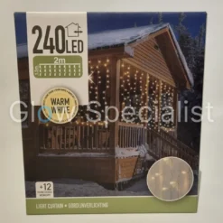 LED GORDIJNVERLICHTING - 12 FUNCTIES - 240 LEDS - 2 M - WARM WIT - IP44