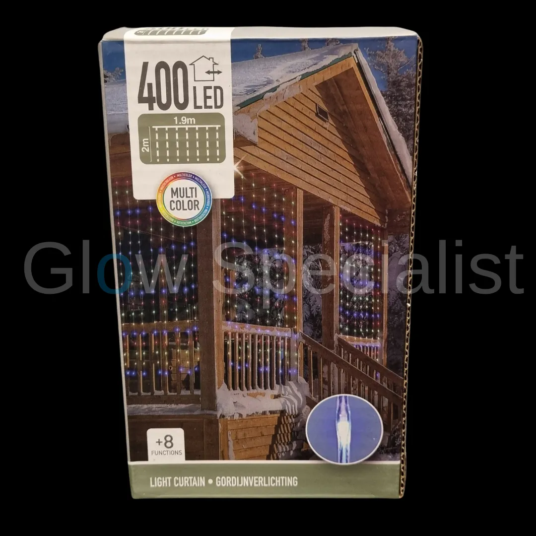LED GORDIJNVERLICHTING - 8 FUNCTIES - 400 LEDS - 1.90 M - MULTICOLOR - IP44 - Afbeelding 2