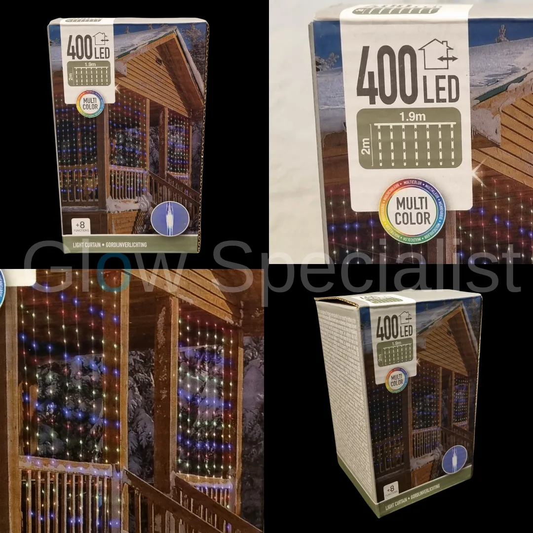 LED GORDIJNVERLICHTING - 8 FUNCTIES - 400 LEDS - 1.90 M - MULTICOLOR - IP44 - Afbeelding 3
