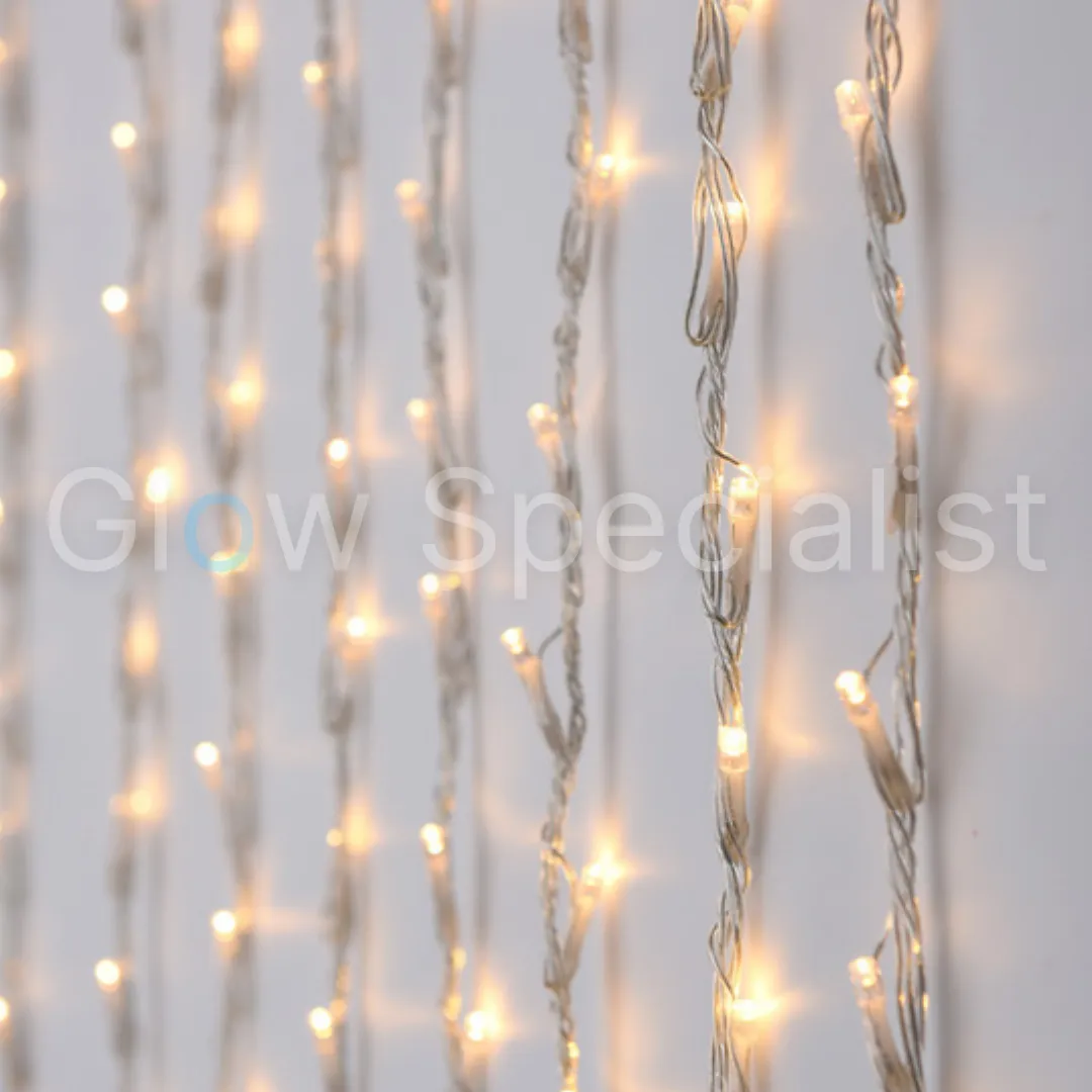 LED GORDIJNVERLICHTING MET WATERVALEFFECT - 220 LEDS - 2 M - WARM WIT - IP44 - Afbeelding 3