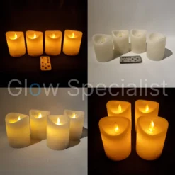 LED KAARSEN MET BEWEGENDE VLAM - SET VAN 4 - WARM WIT - MET AFSTANDSBEDIENING