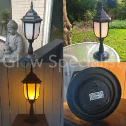 LED LANTAARN MET VLAMEFFECT EN TIMER - 48 CM