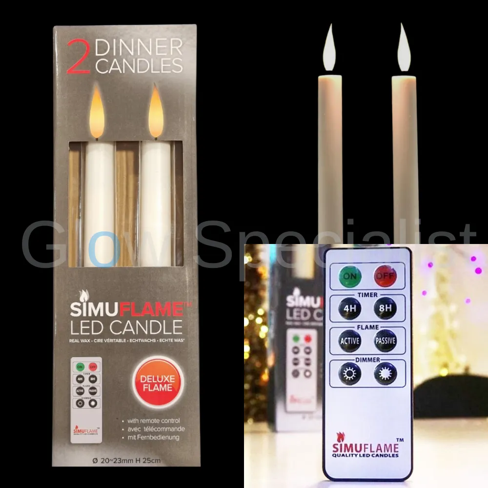LED SIMUFLAME KAARSEN MET AFSTANDBEDIENING - DELUXE FLAME - WIT - SET VAN 2 - Afbeelding 2