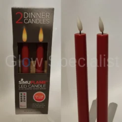 LED SIMUFLAME KAARSEN MET AFSTANDSBEDIENING - DELUXE FLAME - ROOD - SET VAN 2