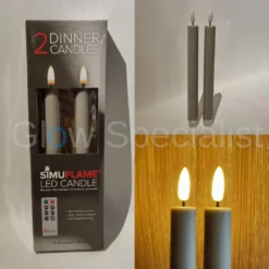 LED SIMUFLAME KAARSEN MET AFSTANDSBEDIENING - GRIJS - SET VAN 2