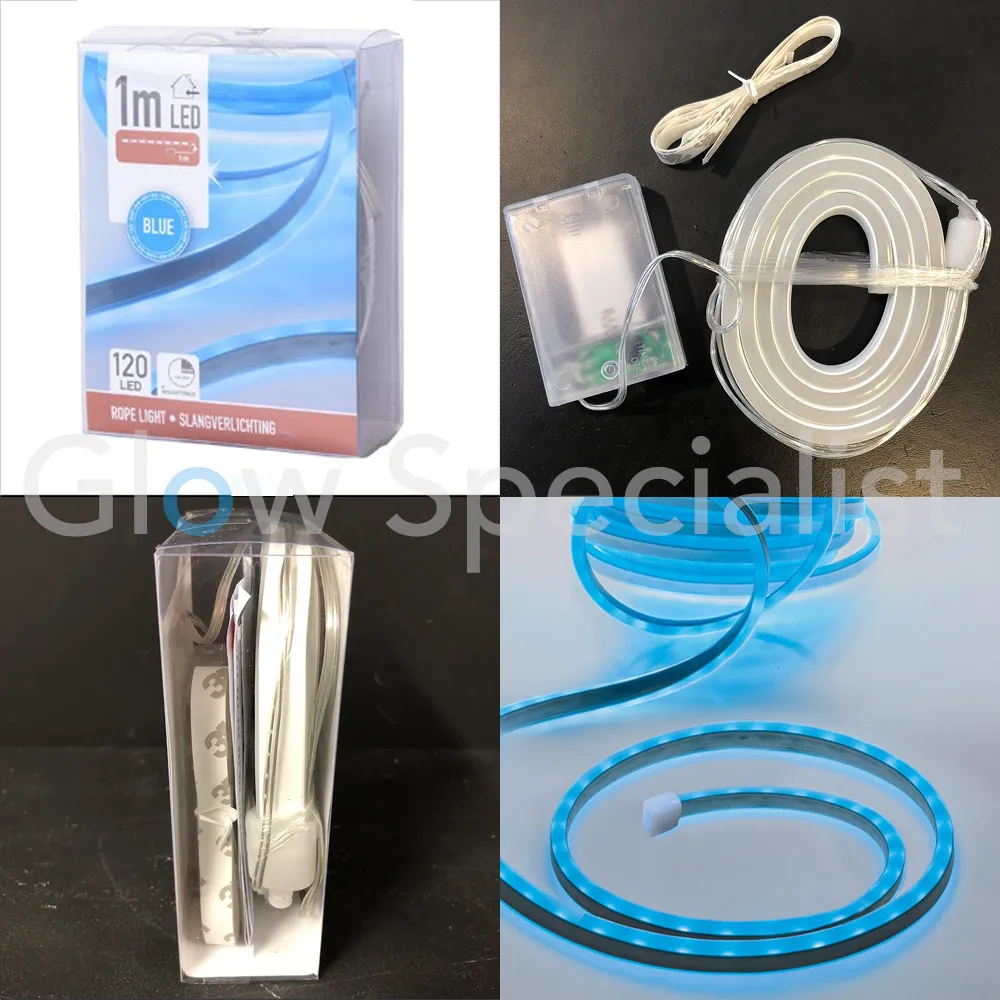 LED SLANGVERLICHTING - 120 LED - 1 METER - BLAUW - MET TIMER