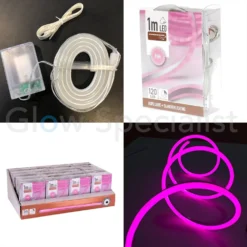 LED SLANGVERLICHTING - 120 LED - 1 METER - ROZE - MET TIMER