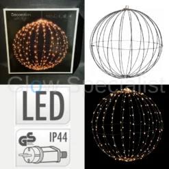 LICHT BOL MET 240 LED EN TIMER - 40 CM - EXTRA WARM WIT