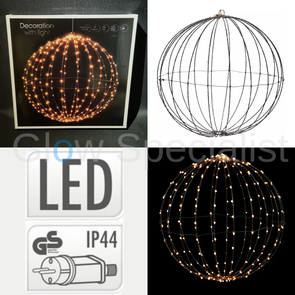 LICHT BOL MET 240 LED EN TIMER - 40 CM - EXTRA WARM WIT