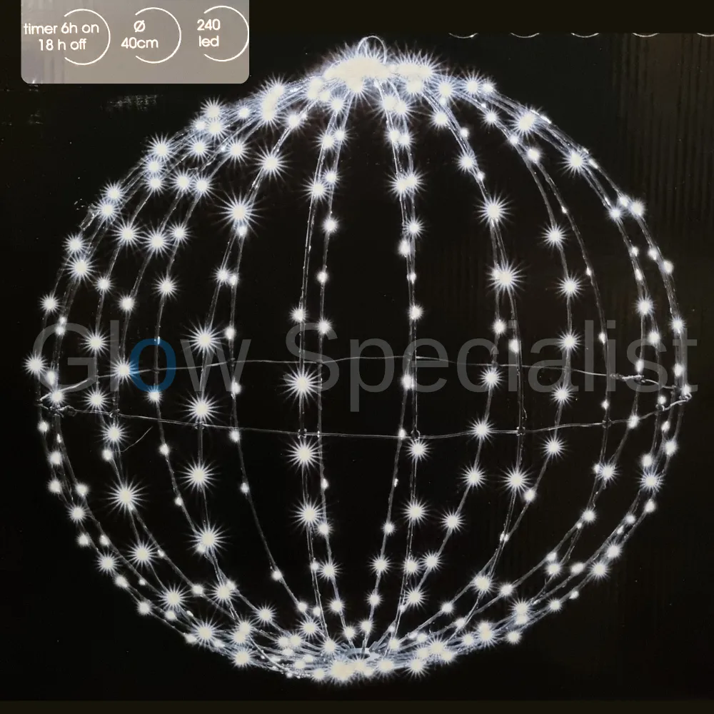 LICHT BOL MET 240 LED EN TIMER - 40 CM - WIT - Afbeelding 2