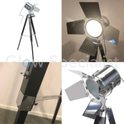 MODERNE 'FILMSTUDIO' STATIEFLAMP - 143CM - ZWART MET ZILVER
