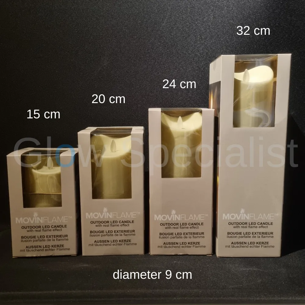 MovinFlame MOVINFLAME LED KAARS VOOR BUITEN - MET TIMER EN AFSTANDSBEDIENING - IVOOR - 32 CM - Afbeelding 3