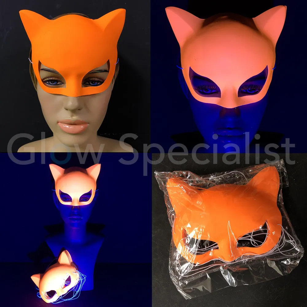NEON OOGMASKER KAT - SET VAN 12 STUKS - 4 KLEUREN - Afbeelding 6