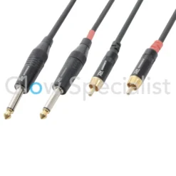 Pd Connex POWER DYNAMICS CONNEX - KABEL 2x 6,3 MM MONO - 2x RCA MALE - 1,5 METER