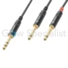 Pd Connex POWER DYNAMICS CONNEX - KABEL 6.3 MM STEREO - 2x 6.3 MM MONO - 1.5M