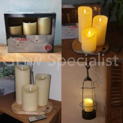 SIMUFLAME LED KAARSEN - SET VAN 3 - MET TIMER EN AFSTANDSBEDIENING - Ø 9CM