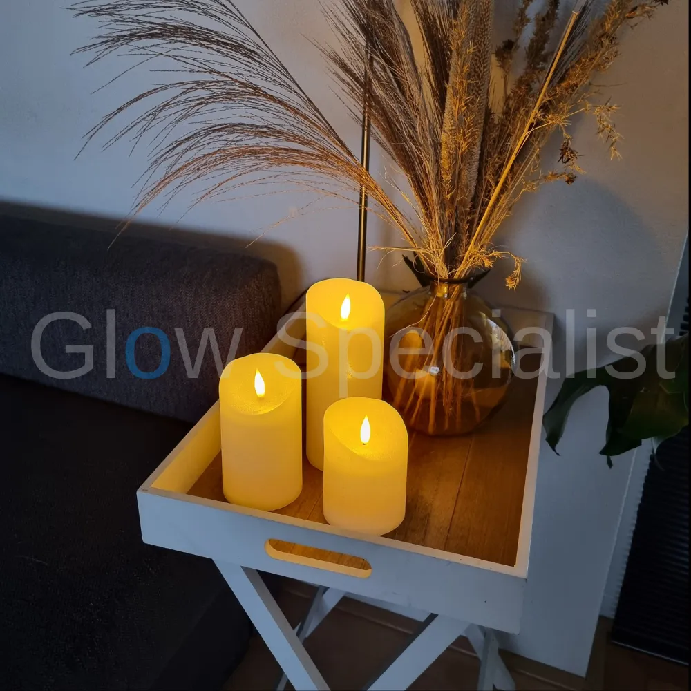 SIMUFLAME LED KAARSEN - SET VAN 3 - MET TIMER EN AFSTANDSBEDIENING - Ø 7,5CM - Afbeelding 3