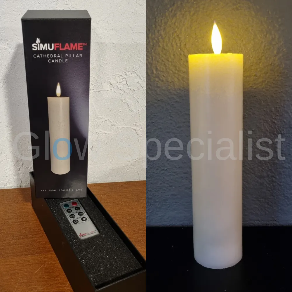 SIMUFLAME LED STOMPKAARS - 20 CM X Ø 5 CM - MET AFSTANDSBEDIENING EN TIMER - IN LUXE GESCHENKDOOS - Afbeelding 2