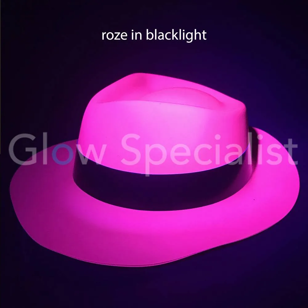 UV / BLACKLIGHT GANGSTER HOED - NEON ROZE - 12 STUKS - Afbeelding 3