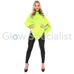 UV / BLACKLIGHT GEBREIDE PONCHO - NEON GROEN