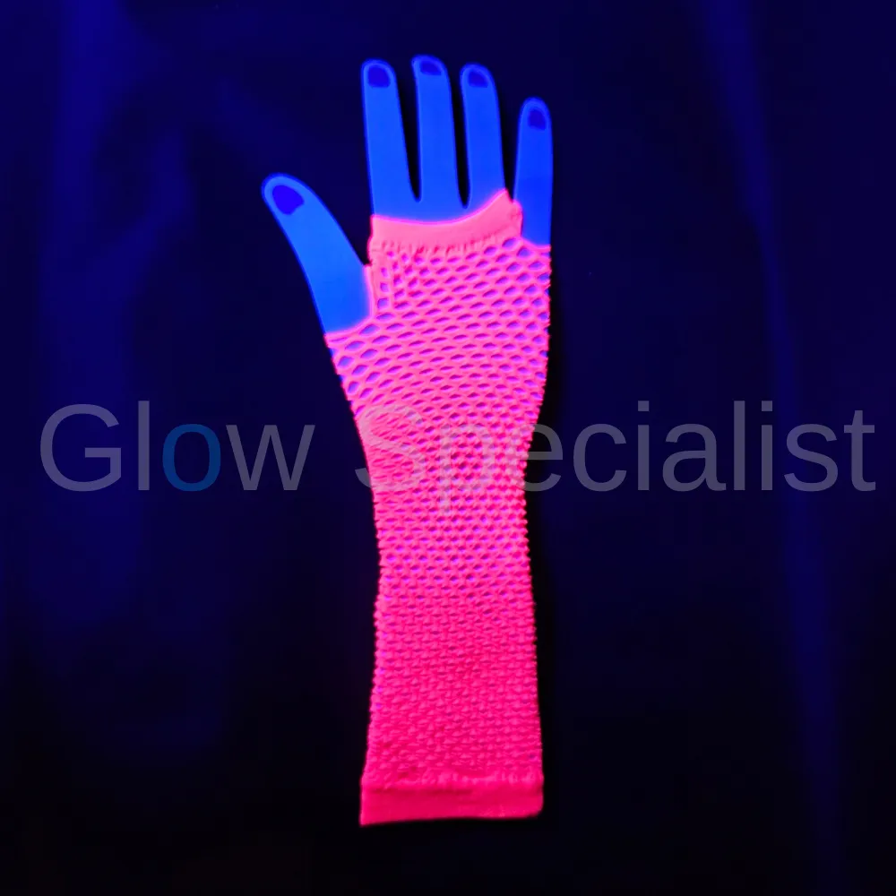 UV / BLACKLIGHT NEON HANDSCHOENEN - VINGERLOOS - 25 CM - Afbeelding 4