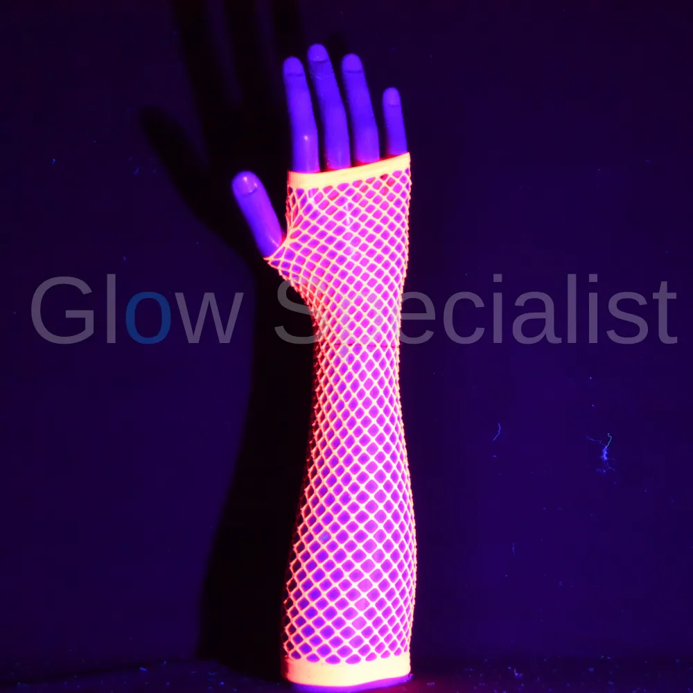 UV / BLACKLIGHT NEON HANDSCHOENEN - VINGERLOOS - 35 CM - Afbeelding 5