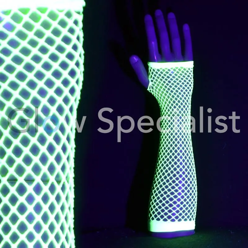 UV / BLACKLIGHT NEON HANDSCHOENEN - VINGERLOOS - 35 CM - Afbeelding 6