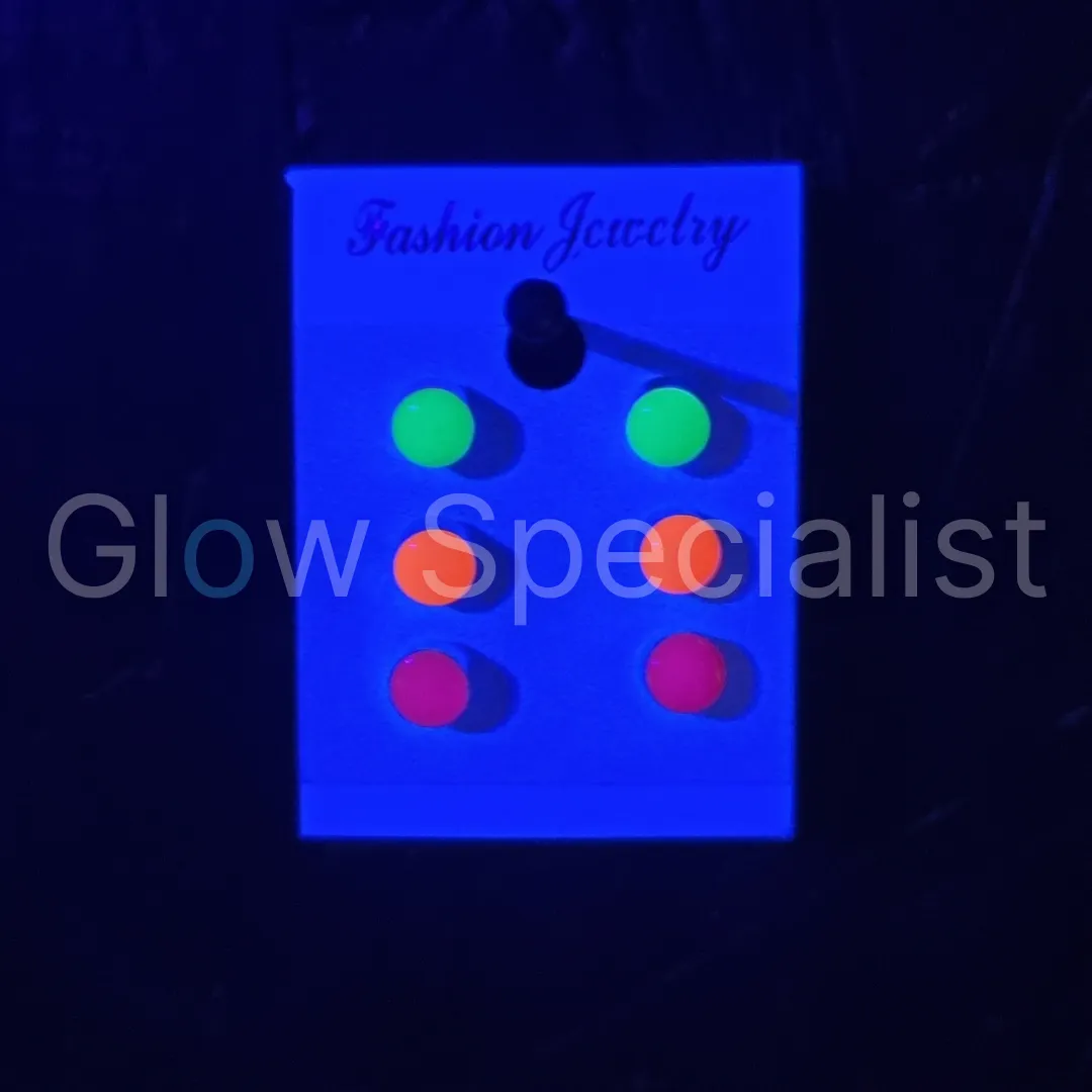 UV/BLACKLIGHT NEON OORKNOPJES - SET VAN 3 PAAR - Afbeelding 4