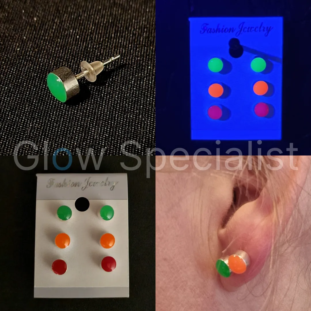 UV/BLACKLIGHT NEON OORKNOPJES - SET VAN 3 PAAR