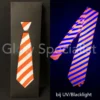 UV/ BLACKLIGHT NEON STROPDAS - GESTREEPT ORANJE/WIT