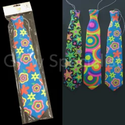 UV/BLACKLIGHT PARTY STROPDAS - MET RETRO PRINT - SET VAN 3