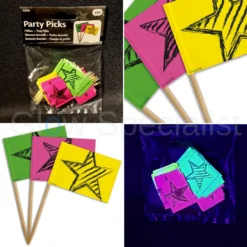 UV/BLACKLIGHT PRIKKERS - NEON VLAGGETJES - 36 STUKS