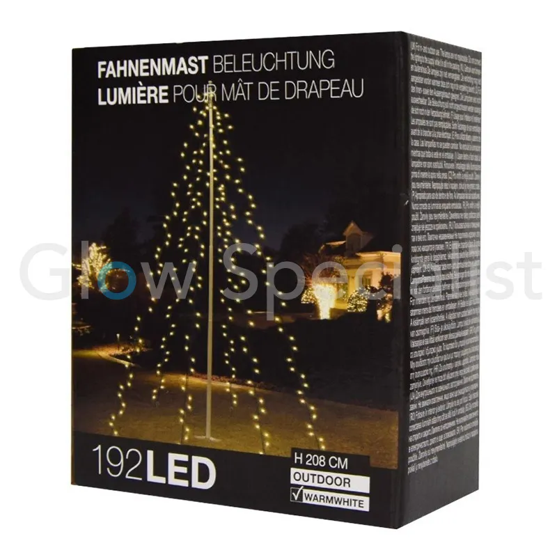 VLAGGENMAST VERLICHTING - 192 LED - H 208 CM - WARM WIT - Afbeelding 2