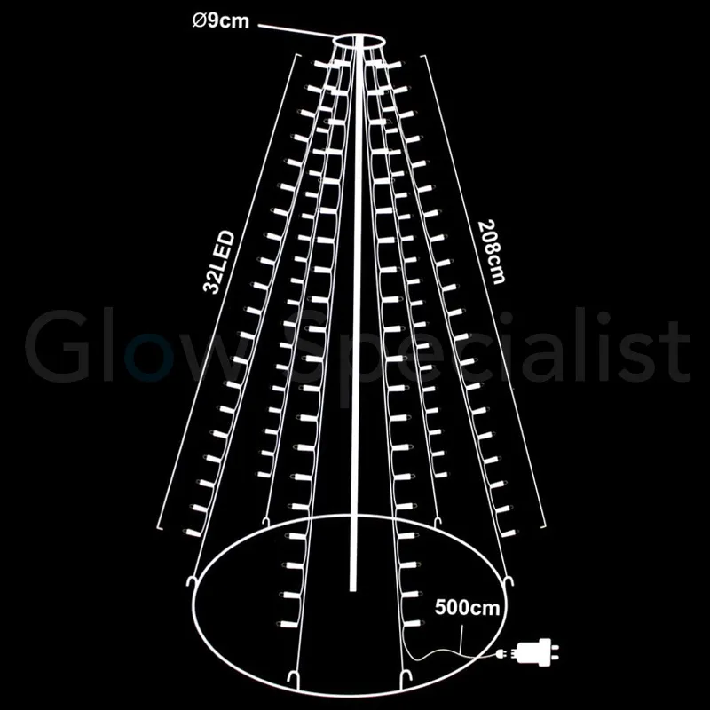 VLAGGENMAST VERLICHTING - 192 LED - H 208 CM - WARM WIT - Afbeelding 8