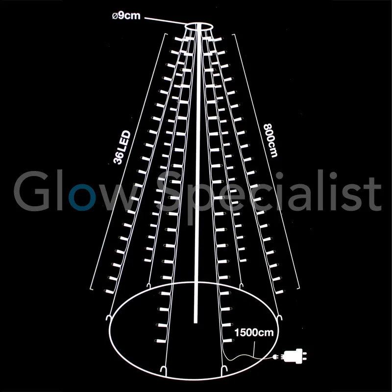 VLAGGENMAST VERLICHTING - 360 LED - H 800 CM - WARM WIT - Afbeelding 3